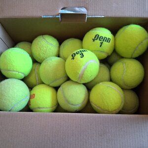 Lot of 25 used tennis balls for dog toys, chairs, walkers etc.